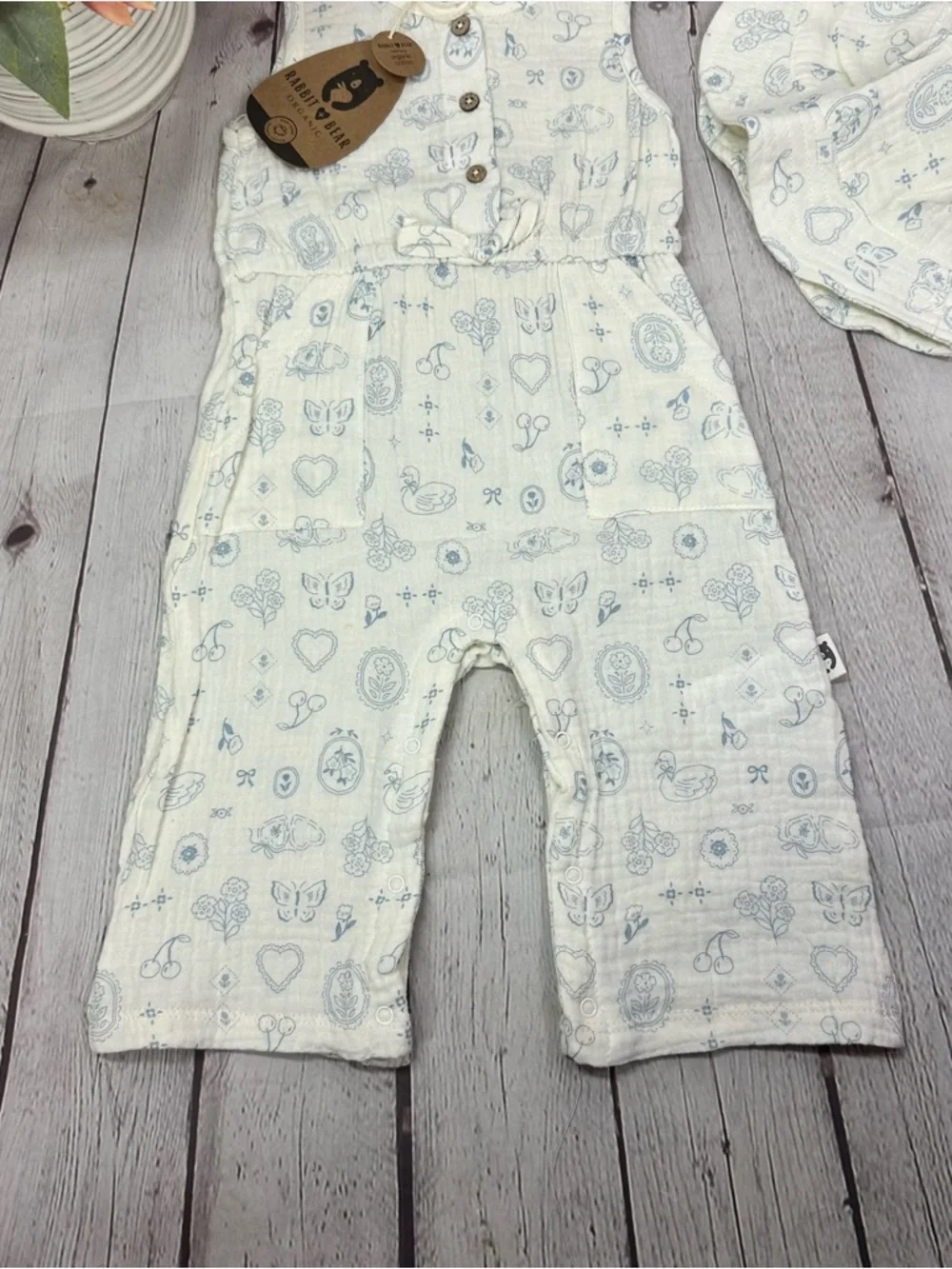 NWT rabbit & bear One-Piece Romper cottagecore heart floral bows butterfly 6-9M